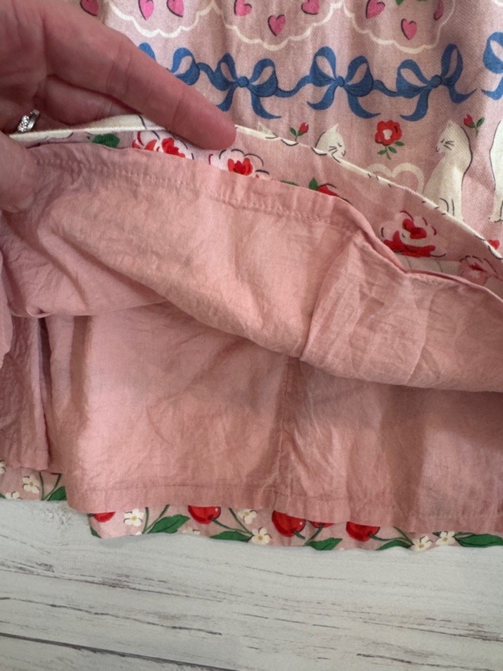 Mini Boden Girls Pink Cherry Print Long Sleeve Dress - Picture 5 of 7